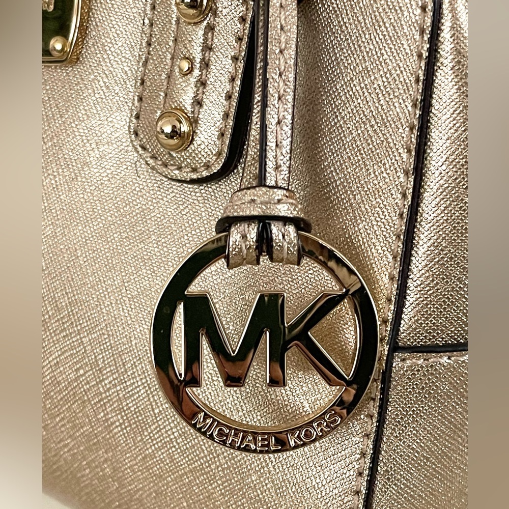 Michael Kors Gold metallic satchel bag - Picture 6 of 13